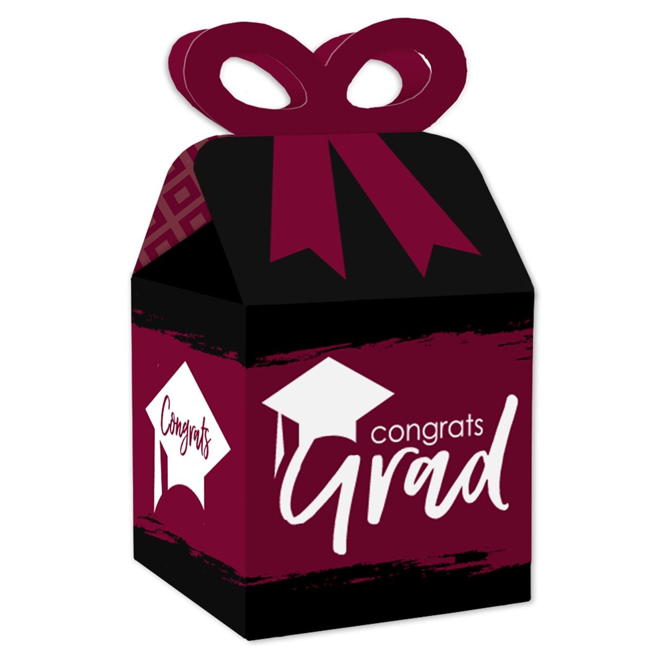 Big Dot of Happiness Maroon Grad - Best is Yet to Come - Square Favor Gift Boxes - Burgundy Graduation Party Bow Boxes - Set of 12